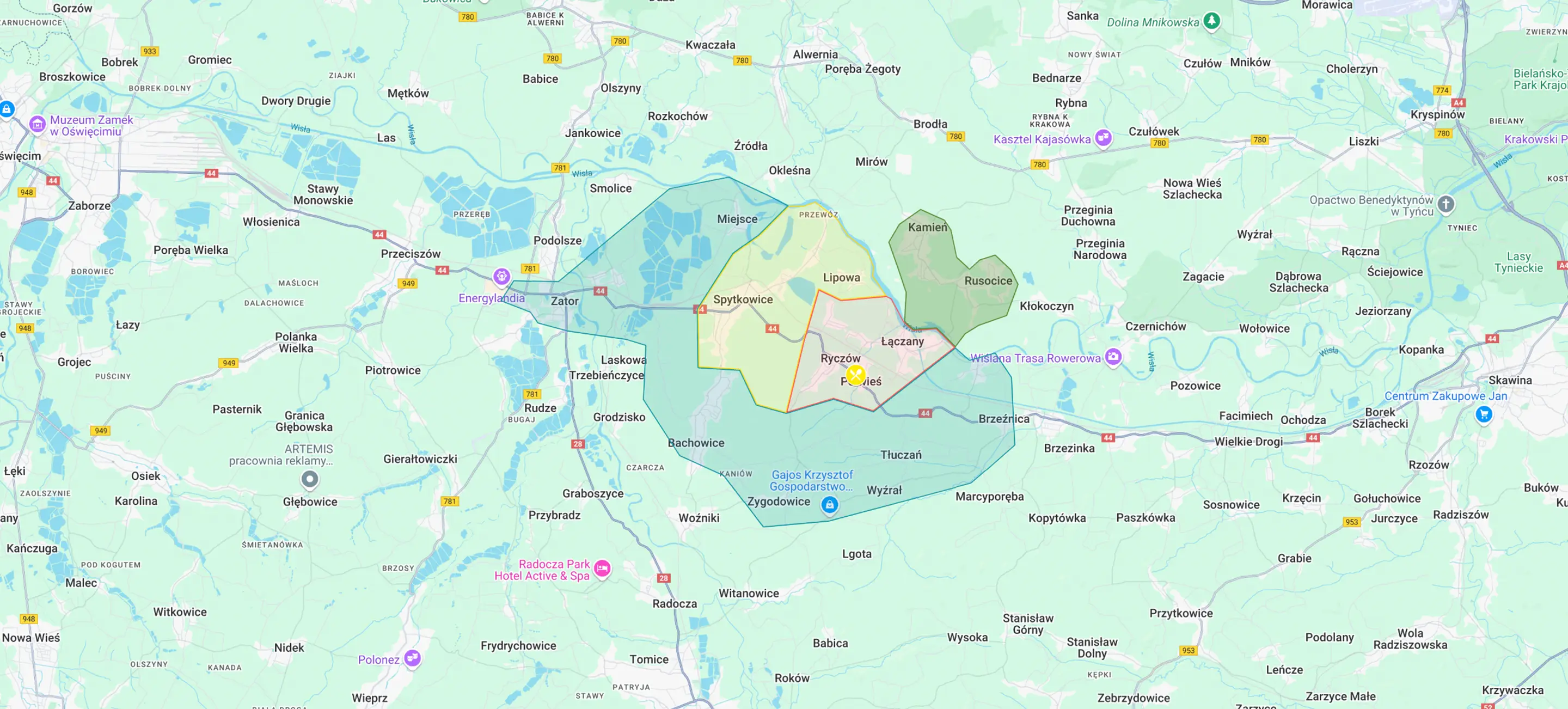 Mapa obszaru dostaw Resto